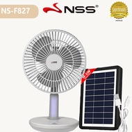 NSS Solar Electric Fan Portable Solar Fan Rechargeable with LED lights USB Solar panel charging Fan