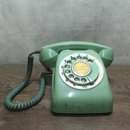 WH17603【四十八號老倉庫】二手 早期 台灣 草綠色 機械振鈴 轉盤 電話 已測試OK【懷舊收藏拍片道具】