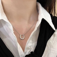 Sterling Silver Design Feeling U-Shaped Pendant Necklace Women's New Style Sweatshirt Chain Light Lu