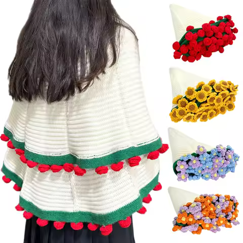 Rose Bouquet Blankets Breathable Handmade Crocheted Blanket Flower Bouquet Blankets for Sofa Throw N