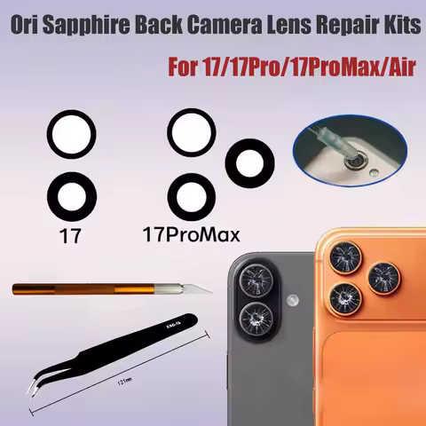 1 Set Ori Sapphire Rear Back Camera Glass Repair Kits For iPhone 17 Pro Max Air Rear Camera Glass Le