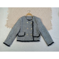 T.B.L size L Gray Twisted Suit Jacket New Condition Good Fabric Bust 38 Length 20 Inches With Inner 