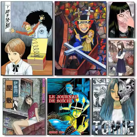 Poster HD PVC Self Adhesive Wall Art - Waterproof Reusable For Home Office Cafe Junji Ito Terror Hor
