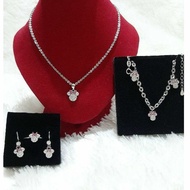 YG4  Perhiasan 1 Set Minnie Mouse Perak 925 Lapis Mas Putih Anak