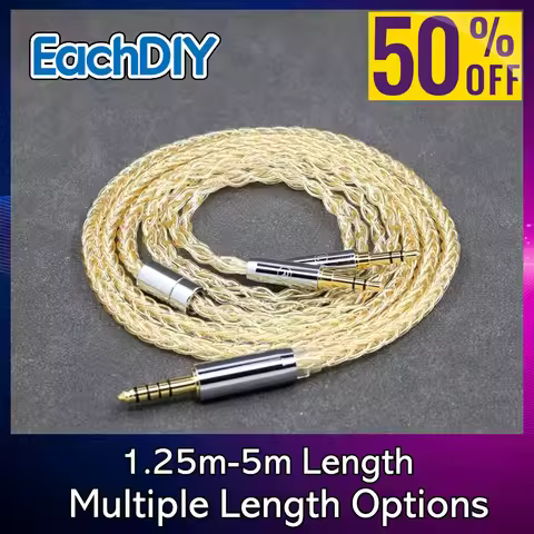 8 Core 99% 7n Pure Silver 24k Gold Plated Earphone Cable For Hifiman Sundara Ananda HE1000se v2 HE6s