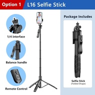 Tripod Stand Live Action Cameras Smartphones Balance 153cm L16 Foldable Monopod Wireless Selfie Stic