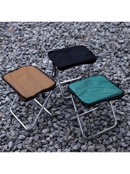 1只黑色便攜式折疊凳,適用於野營、徒步旅行、釣魚、戶外使用,超輕質鋁合金自駕凳,椅子