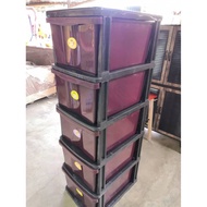 Laci Plastik 5 Tier Strong Plastic Drawer / Storage Cabinet / Plastic Cabinet / Laci / Almari Baju / Cloth Cabinet