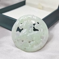 冰感 果綠 鏤空 馬吊墜 牌件 | 天然緬甸玉A貨翡翠