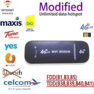 (Modified)Unlimited USB 4G MODEM modified Router Hotspot unlimited Data 4G LTE WIFI For Malaysia All Telco