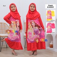 OP - GAMIS ANAK PRINTING SET HIJAB 3-11 TAHUN/ BAJU NGAJI ANAK PEREMPUAN MUSLIM MOTIF BOBA BUBBLE FR
