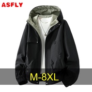 ASFLY 8XL Plus Size Cargo Jacket Men Spring Autumn Windbreaker Jacket Male Fashion Casual Camp Jacke