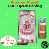 Bag / plastic glass 2 cups clear color 100 grams G2