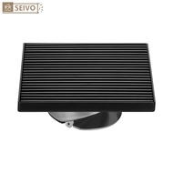 Heavy Duty Linear Shower Floor Drain with Removable Cover Grid Grate,SUS 304 Stainless Steel Matte B