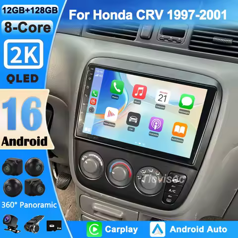 Car Radio Android 16 4G+WIFI Carplay For Honda CRV CR-V 3 1997-2001 Car Multimedia Radio GPS Navigat