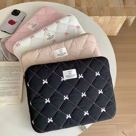 Lightweight Bow Laptop Sleeve Cute Design Multi-Size Tablet Sleeve Case Soft Material Bow Knot Detai