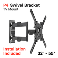 Installation included P4 Full Motion Swivel Articulating TV Wall Mount Bracket for 32"-55" LED LCD Plasma Flat Screen Monitor up to 32kg Black TV Bracket Swivel NBP4 / TV Brackets / Wall Mount / Single Arm / Full Motion with Cable management / SG Seller