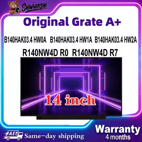 Original New A+ 14 inch Slim Laptop Lcd Screen Panel B140HAK03.4 R140NW4D R0 R140NW4D R7 60Hz