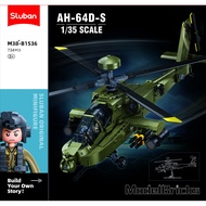 Sluban Bricks ModelBricks- 1/44 AH-64D Apache M38-B1536 Boys Building Blocks Toys