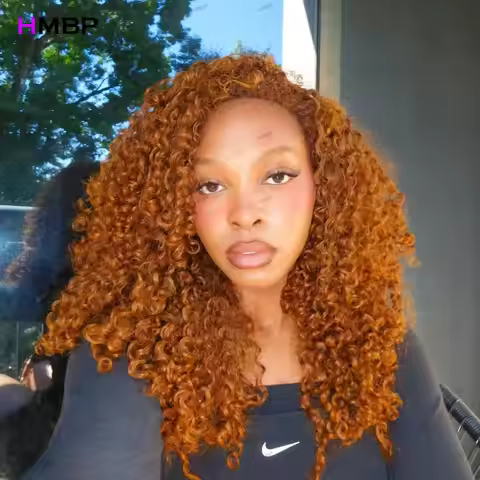 #350 Ginger Orange Afro Kinky Curly Human Hair Wig 9x6/13x6 HD Lace Front Wig Ready To Wear Glueless