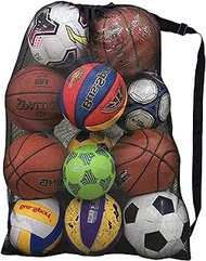Heavy Duty Sports Ball Bag,Drawstring Mesh Ball Bags Extra Large Soccer Ball Bag Work for Coach, Basketball,Football, Volleyball,BaseBall and Swimming Gears with Adjustable Strap