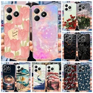 For Realme C63 Casing RMX3939 2024 New Fashion Flower Pattern Soft Silicone Slim Back Cover For Real