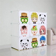 MENGSHOP *Ready Stock* 9Cube Children Cartoon Cabinet Wardrobe DIY Foldable Rack Cupboard Storage Cu