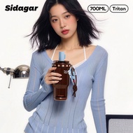 Sidagar（24oz）Tritan Plastic Bottle，Large capacity Aqua Flask with Straw