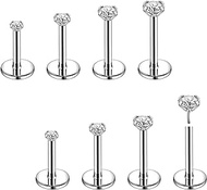 8Pcs 20G 18G Threadless Push in Nose Stud Rings for Women Men Stainless Steel Nose Studs Nostril Piercing Jewelry CZ Nose Rings Studs 1.5MM 2MM 2.5MM 3MM Black Silver Gold Bar Length 7mm 5mm
