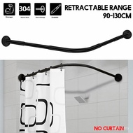 35"-51"  L Shape Stainless Steel Pipe Shower Curtain Rod Pole Adjustable 90-130cm Retractable