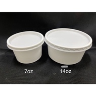 7oz / 14oz White PP Round Container with Lid [ 50pcs± ] Disposable Food Container Bekas Bulat - 7oz 