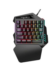 1 件單手遊戲鍵盤,35 鍵雙射 Abs 鍵帽,彩色背光,薄膜,usb 有線左遊戲鍵盤,適用於遊戲電競外設