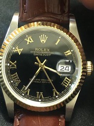 特價 二手配件 港錶  港勞 勞力士Rolex 配件 DateJust 16234 半金殼大羅黑面盤  錶徑36mm