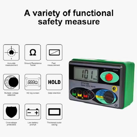 DY4100 Digital Earth Ground Resistance Meter Megohmmeter 0-2000 Ohm Instruments Inspection Electrici