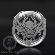 Large Stainless Steel Ear-tunnel Plug Piercing Earrings with Dragon Head Pattern seremYANG