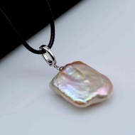 Authentic Baroque Pendant Square Natural Freshwater Pearl 925 Silver Pendant Large Purple Pearl Wome