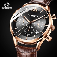 OCHSTIN Commander Series Multi-functional Quartz Leather Belt Watch Office Travel With A New Fashion Mens Quartz Watch LYUE