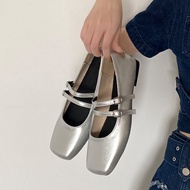 TENDER STORE Giày lười nữ thông thường Giày da nữ mũi vuông mũi nông Giày Mary Jane thời trang phong