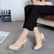 IB9 Plus Size Patent Leather Shoes for Women - 8CM Heel