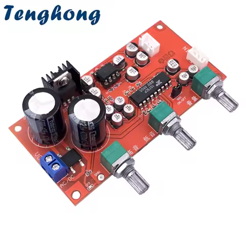 Tenghong 1pcs XR1075 BBE Tone Preamp Audio Board With NE5532 OP AMP Preamplifier Treble Bass Volume 