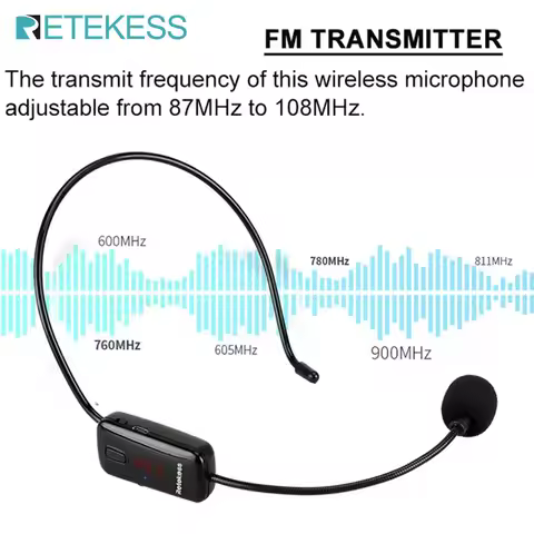 RETEKESS TR503 Wireless Microphone Condenser Headset Megaphone Radio Mic FM 87-108MHz For Loudspeake