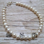 100% Handmade Natural Freshwater Faux Pearl Minimalist Bracelet, 6-7mm Faux Pearl With Lobster Clasp