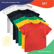 100% Cotton Kids Boys Girls Plain T-shirt Kosong Budak Lelaki Perempuan 儿童 T 恤