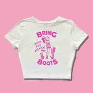 Baby Tee Bring Boots Y2k Style Crop Tee