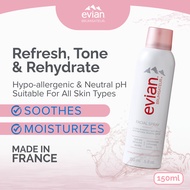 Evian Brumisateur Hydrating Facial Mist Spray 150ml/300ml - Hypoallergenic Neutral pH All Skin Types