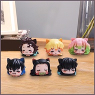 For Demon Slayer: Kimetsu no Yaiba Cartoon Characters Toys 6 Pieces Anime Characters Desk Decoration