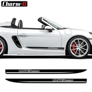 2 Pcs Limited Edition Graphics for Porsche Cayman Boxster 718 Door Side Skirt Racing Stripes Sticker