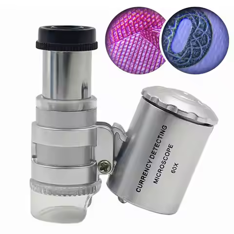 With LED Light Handheld HD 60X Jeweler Magnifier Illuminated Microscope Magnifying Glass