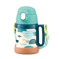 【孔雀Peacock】400ML 兒童不鏽鋼保溫杯水壺 水杯+吸管兩用-綠