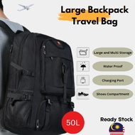 50L Beg Large Capacity Travel Bagpack Waterproof Hiking Backpack With Shoe Compartment and Laptop